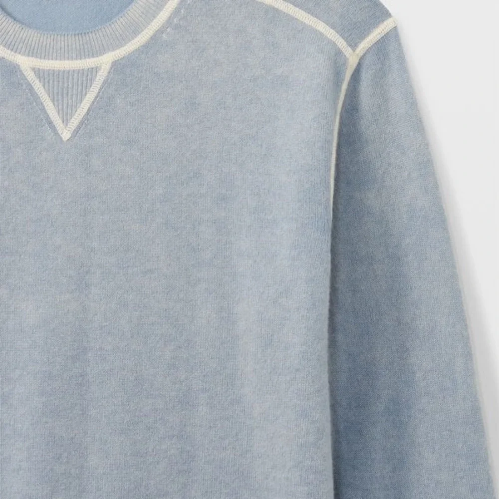 Club Monaco Mens Long Sleeve 100% Cashmere Pullover Sweater Sz S Heathered Blue - Picture 5 of 10